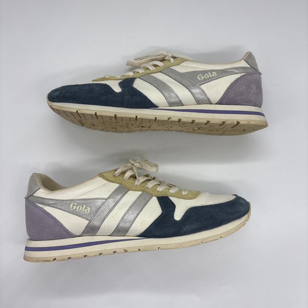 Gola Daytona Quadrant Womens Sneakers White Navy Lavender Silver Size 11